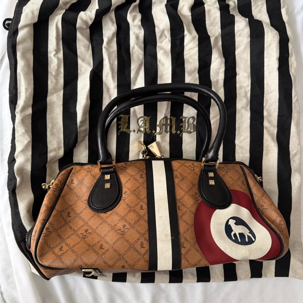 L.A.M.B. Brown and Black Quilted Satchel